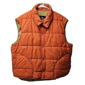 Vintage 80s 90s Golden Fleece Orange & Tan Puffer Vest Sz XXL Mens